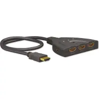 Goobay 58488 HDMI Switcher Umschalter 3 in 1 out Erweiterung Kabel 4K Manuell 3 Port HDMI-Switch guldpläterade kontakt 3840 x 2160 pixel