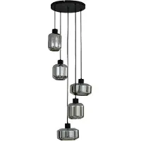 LINDBY Glas pendellampa Hildur , dimbar, Aluminium / grå / zink, Vardagsrum / matsal, Glas, Pendellampa