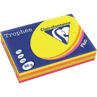 Clairefontaine Färgat papper Trophée A4 80 g 1705 ass. neon, paket 4×125 ark
