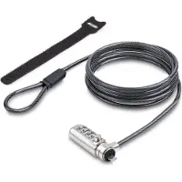 StarTech.com Nano Slot Compatible 6.6ft (2m) Cable Lock, Laptop Security - Lås för säkerhetskabel - svart & silver - 2 m