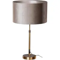 QAZQA Bordslampa brons med taupe sammetskärm 35 cm - Parte