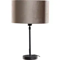 QAZQA Bordslampa svart med taupe sammetskärm 35 cm - Parte