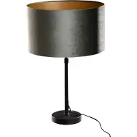 QAZQA Bordslampa svart med grön sammetskärm 35 cm - Parte