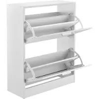 En.casa [] Skoskåp-63x24x81cm-2 fack-vit-plats för 12 par skor
