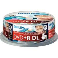Philips DR8I8B25F - 25 x DVD+R DL - 8.5 GB (240 min) 8x - yta utskrivbar med bläckstråleskrivare - spindel