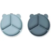 Liewood Partitionerad Skålar - 2-pack - Stacy - Sea Blue/Whale B - - One Size - Skål