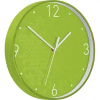 Leitz WOW - Klocka - kvarts - väggmonterbar - 29 cm - green with geometric pattern