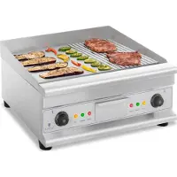Royal Catering Elektriskt stekbord - dubbelt - 60 cm - Slätt och räfflat - 6400 W