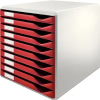 Leitz 52810028, Polystyren, Bordeaux, Grå, A4, 10 lådor, 285 mm, 290 mm