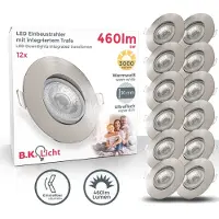 B.K. Licht LED-inbyggnadsspot Slide 12-pack, matt nickel, 3 000 K, Aluminium / grå / zink, Vardagsrum / matsal, Syntetmaterial