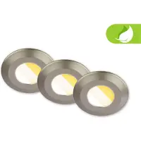 Briloner Klira inbyggnadslampa LED, matt nickel, Ø 9 cm, IP44, 3 st, Aluminium / grå / zink, Badrum, Syntetmaterial, Modern
