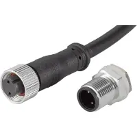 TRU COMPONENTS 1229336 Rundkontakt konfektionerad Hona rak, Kontakt hane inbyggd Totalt antal poler: 2 1 st