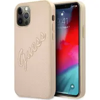 GUESS GUHCP12LRSAVSLG iPhone 12 Pro Max 6,7" guld/guld hårda fodral Saffiano Vintage Script