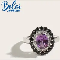 Bolaijewelry 925 Sterling silver chic Ring med skapade alexander färgbyte sten fina smycken för kvinnor fru mamma fin födelsedagspresent us ring size 9# violett