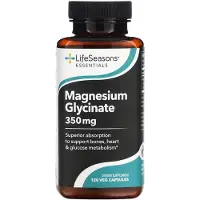 LifeSeasons , Magnesium Glycinate, 350 mg, 120 Veg Caps, (87,5 mg per Capsul)