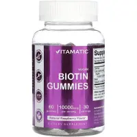 Vitamatic , Vegansk Biotin Gummies, Naturlig Rapsbär, 10 000 mcg, 60 Gummies (5 000 mcg per Gummy)