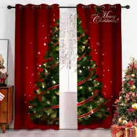 Household supplies MH Julgran Tecknad Jultomte Röd Fönstergardiner För Barn Sovrum Vardagsrum Badrum Kök Dörr Hall Heminredning W60H60(CM)x2PCS&HOOK