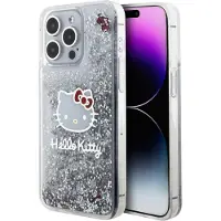 Hello Kitty Liquid Glitter Charms Kitty Head fodral för iPhone 15 Pro Max - silver