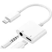24.Se Ladd- och hörluradapter – Lightning till 3,5 mm & Lightning-port för musik och laddning samtidigt