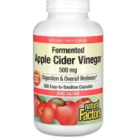 Natural Factors , Naturliga faktorer, Fermenterad äppelcidervinäger, 500 mg, 360 lätt att svälja kapslar