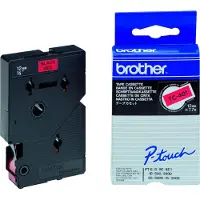 Brother TC-401 | svart text - röd märkband | 12mm x 7.7m (original)