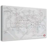Feeby Canvastavlor Plan London Underground 60x40 grå färg
