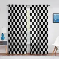 Yiran Furniture Svart och vit rutig skir voile gardin för vardagsrum sovrum Köksdekorationer Racerbil Flagga Fönster Tyll Gardiner W65X60H(cm)X2Pcs&Grommet Top