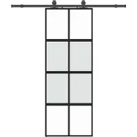 vidaXL Skjutdörr med beslag svart 76x205 cm härdat glas