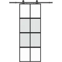 vidaXL Skjutdörr med beslag svart 76x205 cm härdat glas