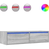 vidaXL TV-bänk med LED-belysning grå sonama 100X35,5x25 cm