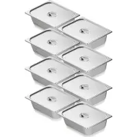 Vevor 8-pack hotellpannor, 1/2 storlek anti-jam ångpanna med lock, 0,8 mm tjock rostfri ångpanna, 4 tum djup kommersiell bordsform, cateringförvaringsform för mat, för industri och vetenskap