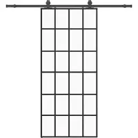 vidaXL Skjutdörr med beslag svart 90x205 cm ESG-glas