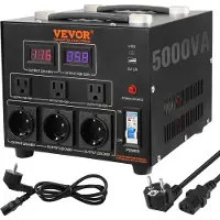 Vevor Spänningsomvandlare Transformator, 5000VA, Kraftig upp/ned-transformator, Omvandlare från 110 Volt till 220 Volt och från 220 Volt till 110 Volt, med US-uttag EU-uttag 5V ​​USB-port, CE-certifie