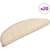 vidaXL Trappmattor 20 st 56x17x3 cm krämfärgade halvrunda
