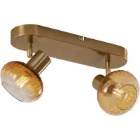 QAZQA Rund takspotlight guld med bärnstensfärgat glas 2-ljus - Teddy