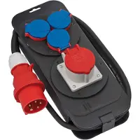 Brennenstuhl 1151600010, Grundläggande, Plast, Svart, Blå, Röd, 4 AC-utgångar, 2 m, 400 V