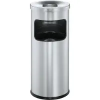 Durable - Asch-/Mülleimer - rund - 17 L - Metall 333223 Papperskorg 17 l Metall (Ø x H) 250 mm x 630 mm Silver Inkl. askkopp 1 st
