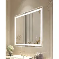 Vevor LED-badrumsspegel, 70 x 100 cm LED-badrumsspegel med frontbelysning och bakgrundsbelysning, anti-imspegel med minne och belysning, steglös 3 färger temperaturdimbar badrumsspegel, väggmonterad