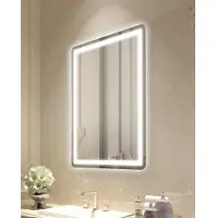 Vevor LED-badrumsspegel, 60 x 80 cm LED-badrumsspegel med frontbelysning och bakgrundsbelysning, imfri spegel med minne och belysning, steglös 3 färger temperaturdimbar badrumsspegel, väggmonterad