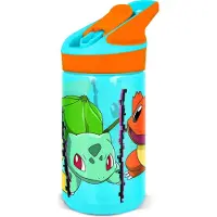 Stor Pokémon drickflaska - Vattenflaska med flipfunktion och sugrör