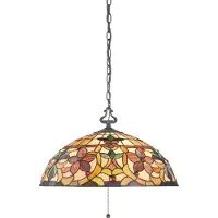 QUOIZEL Tiffany pendellampa Kami, dimbar, Vardagsrum / matsal, Glas, Tiffany, Pendellampa