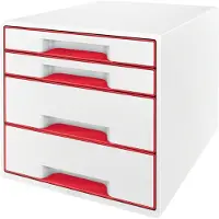 Leitz WOW CUBE - Lådskåp - 4 lådor - för A4 Plus - röd