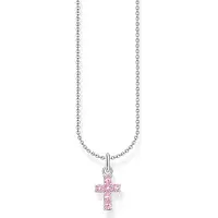 Thomas Sabo silver korshalsband med pink med zirkonia stenar KE2226-051-9-L45v