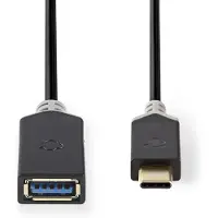 Nedis USB-C(tm) Adapter | USB 3.2 Gen 1 | USB-C(tm) Hane | USB-A Hona | 5 Gbps | 0.15 m | Rund | Nickelplaterad | PVC | Antracit | Låda