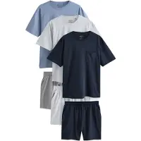 Next Pyjamas kort nattblå / opal / mörkgrå / gråmelerad