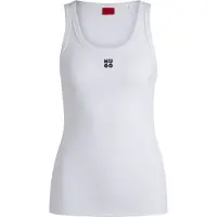 HUGO för kvinnor. 50514489 Datamia T-shirt vit (S), Casual, Bomull, Ärmlös / Hängselbyxor