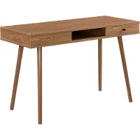 En.casa [] Skrivbord Habo med fack och låda-74x115x48cm-metall-spånskiva-mörk träfärg