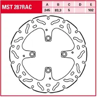 TRW Bromsskivor Racing, bak, typgodkännande BAK, MST287RAC STATIONAER
