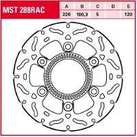 TRW Bromsskivor Racing, bak, typgodkännande BAK, MST288RAC STATIONAER