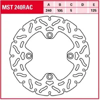 TRW Bromsskivor Racing, bak, typgodkännande BAK, MST240RAC STATIONAER